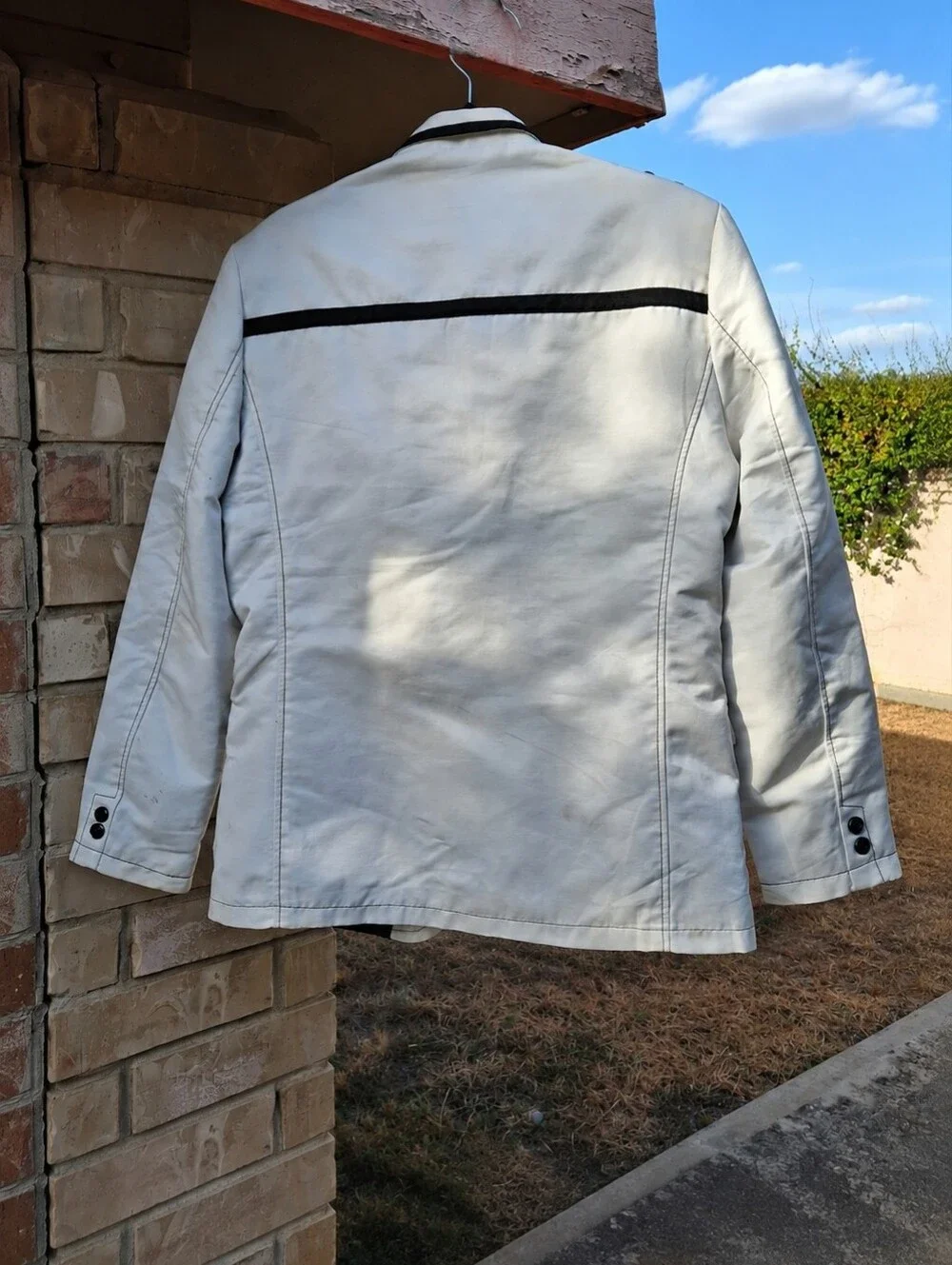 Moy Ferreti White & Black Military Nautical Contrast-Trim Blazer Men Size Large